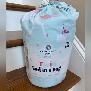 New! Comfort Bay Kids Twin Bed in a Bag - Light Blue and Pink